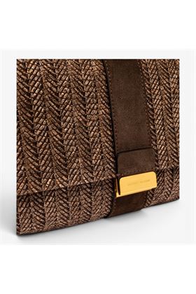 Borsa Gianni Chiarini in paglia intrcciata e camoscio colore cioccolata. GIANNI CHIARINI | 12246-CHOCO